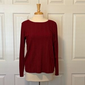 J.Jill Long Sleeve Pima Crew-Neck Tee - Red with black Chevron pattern - M